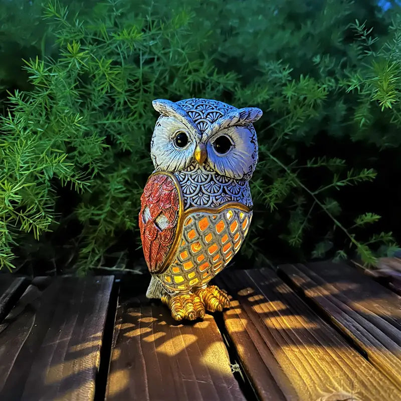 Solar Resin Owl Lamp
