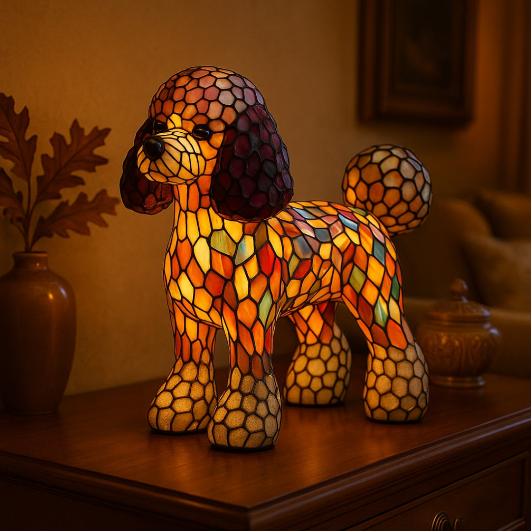 Stained Glass Poodle Lamp