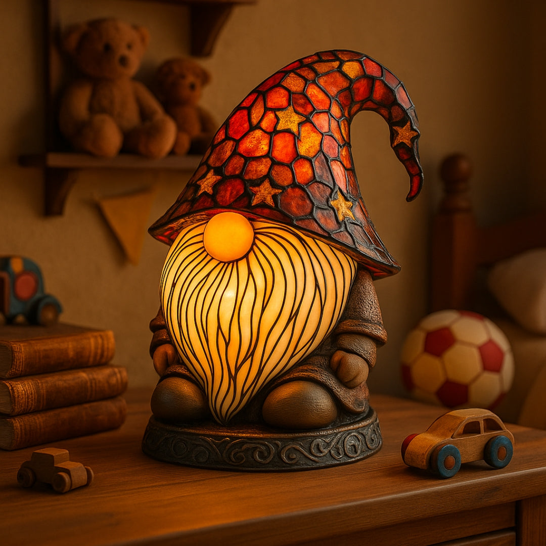 Whimsical Gnome Stained Glass Lamp