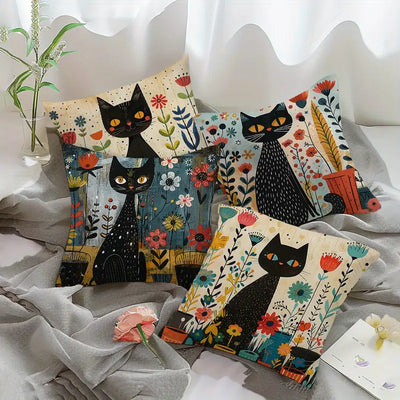 Bohemian Black Cat Pillow Covers