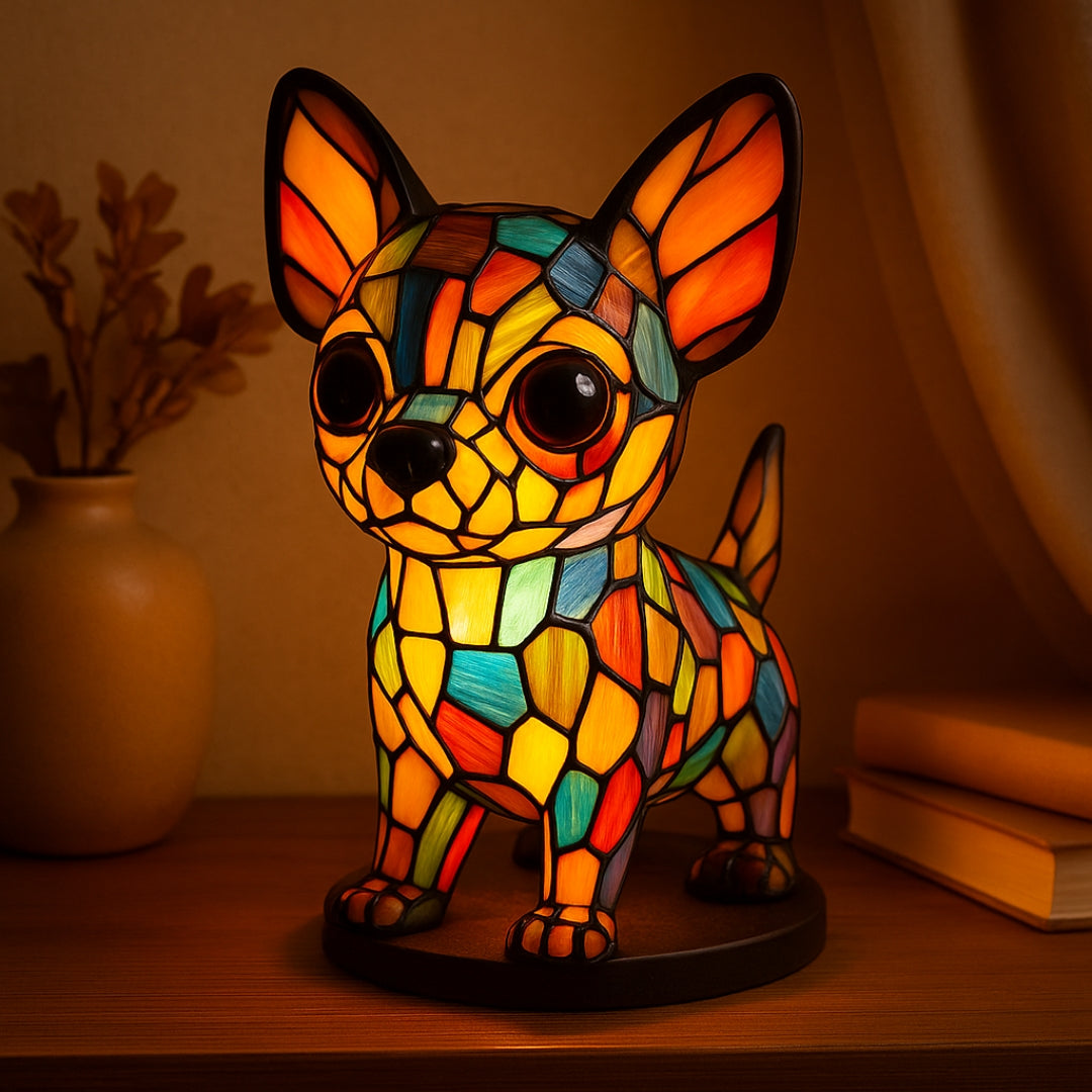 Stained Glass Chihuahua Lamp