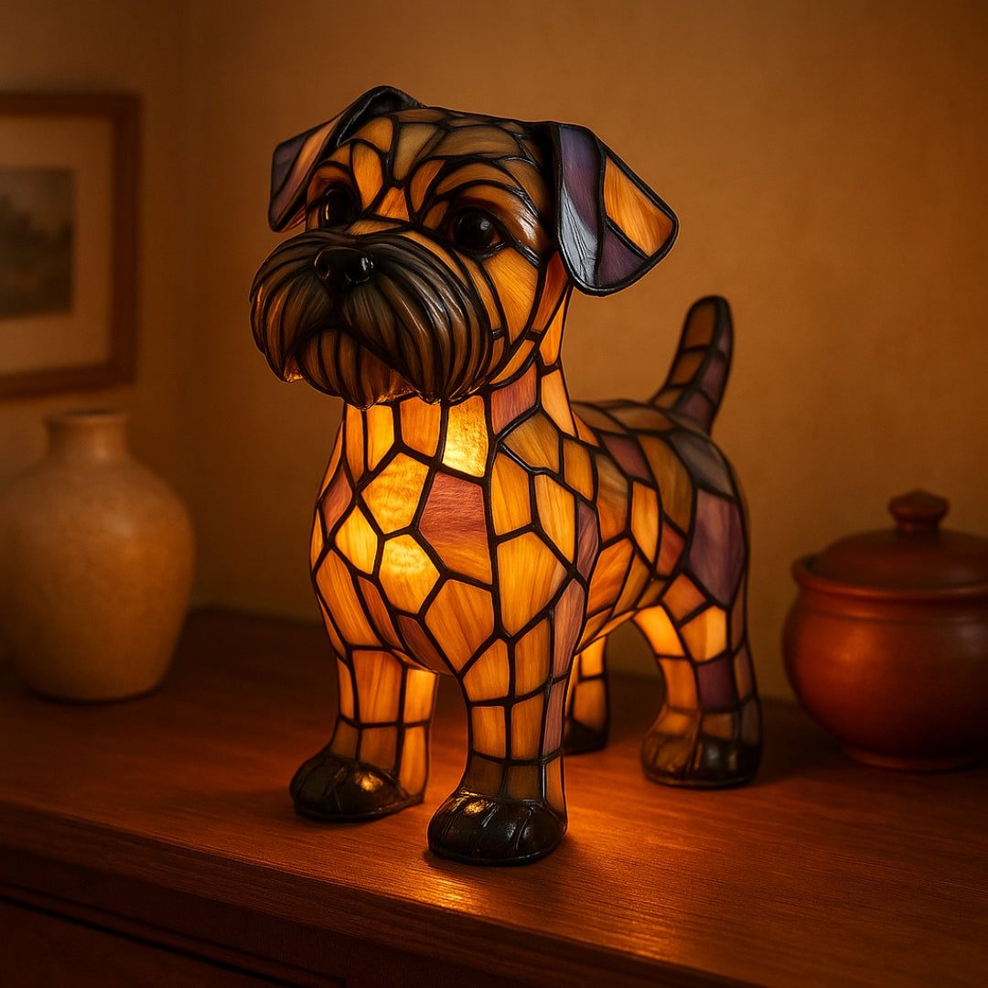 Glass Terrier Lamp