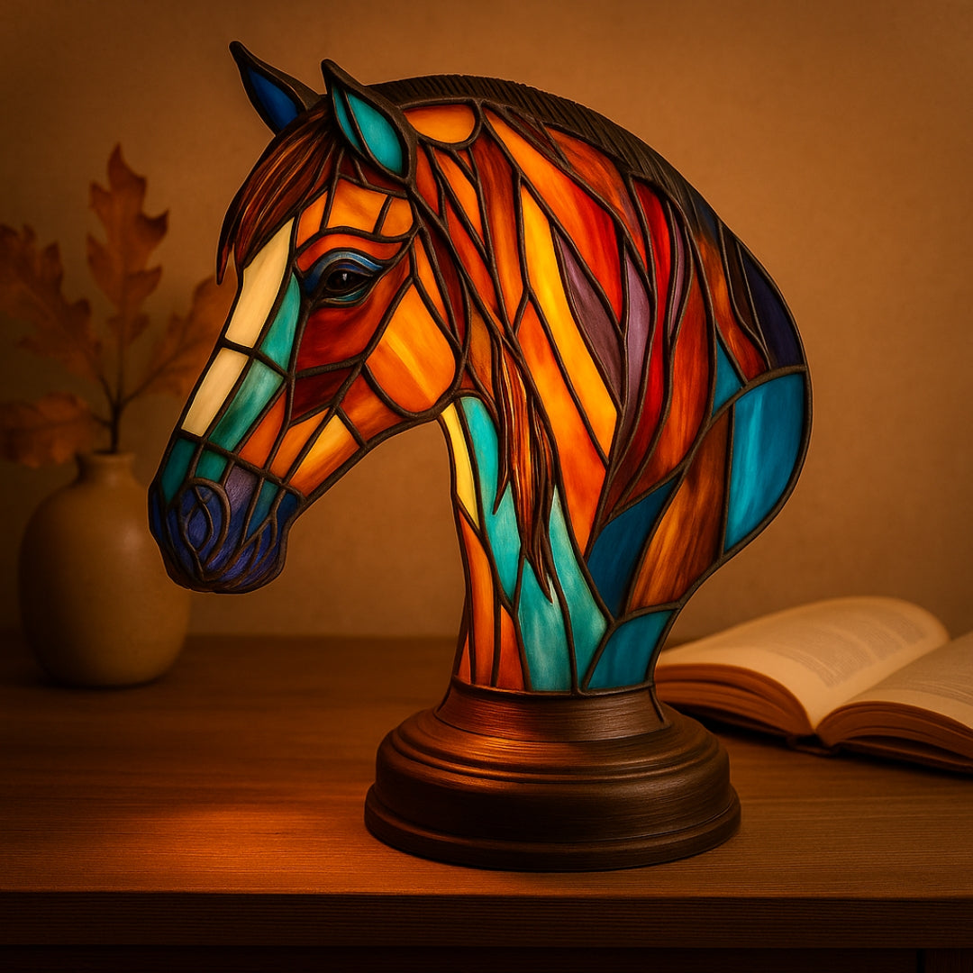 Stained Glass Horse Lamp