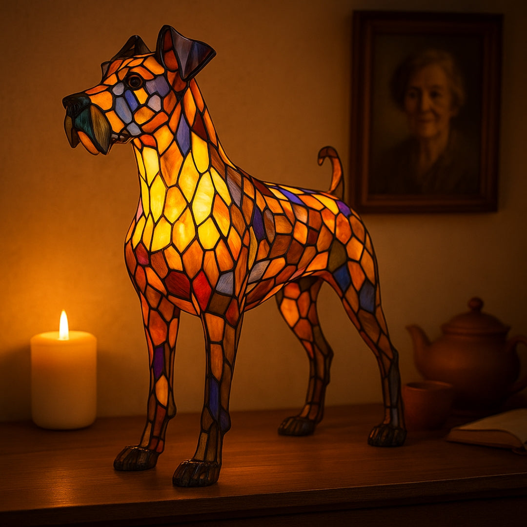 Stained Glass Puppy Great Dane Lamp