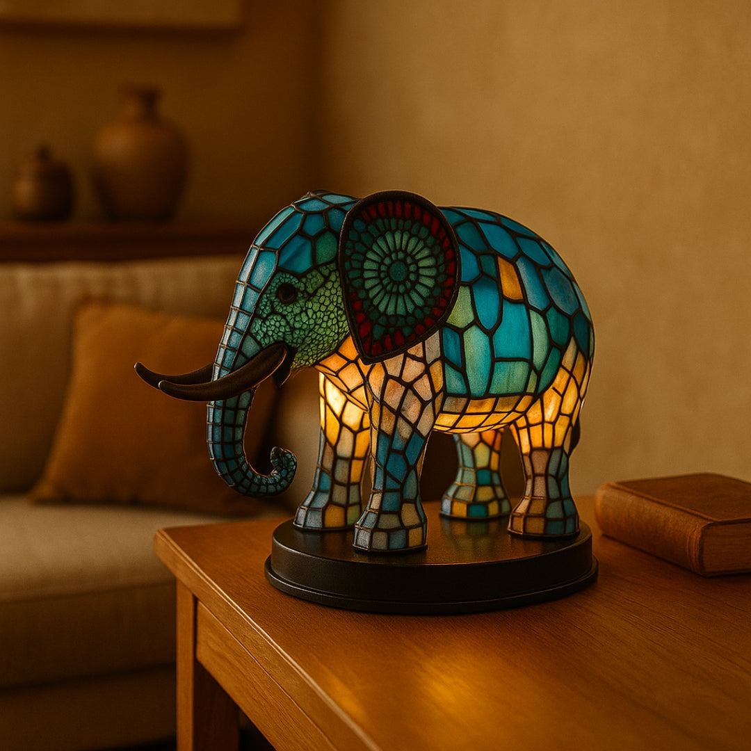 Stained Glass Elephant Lamp