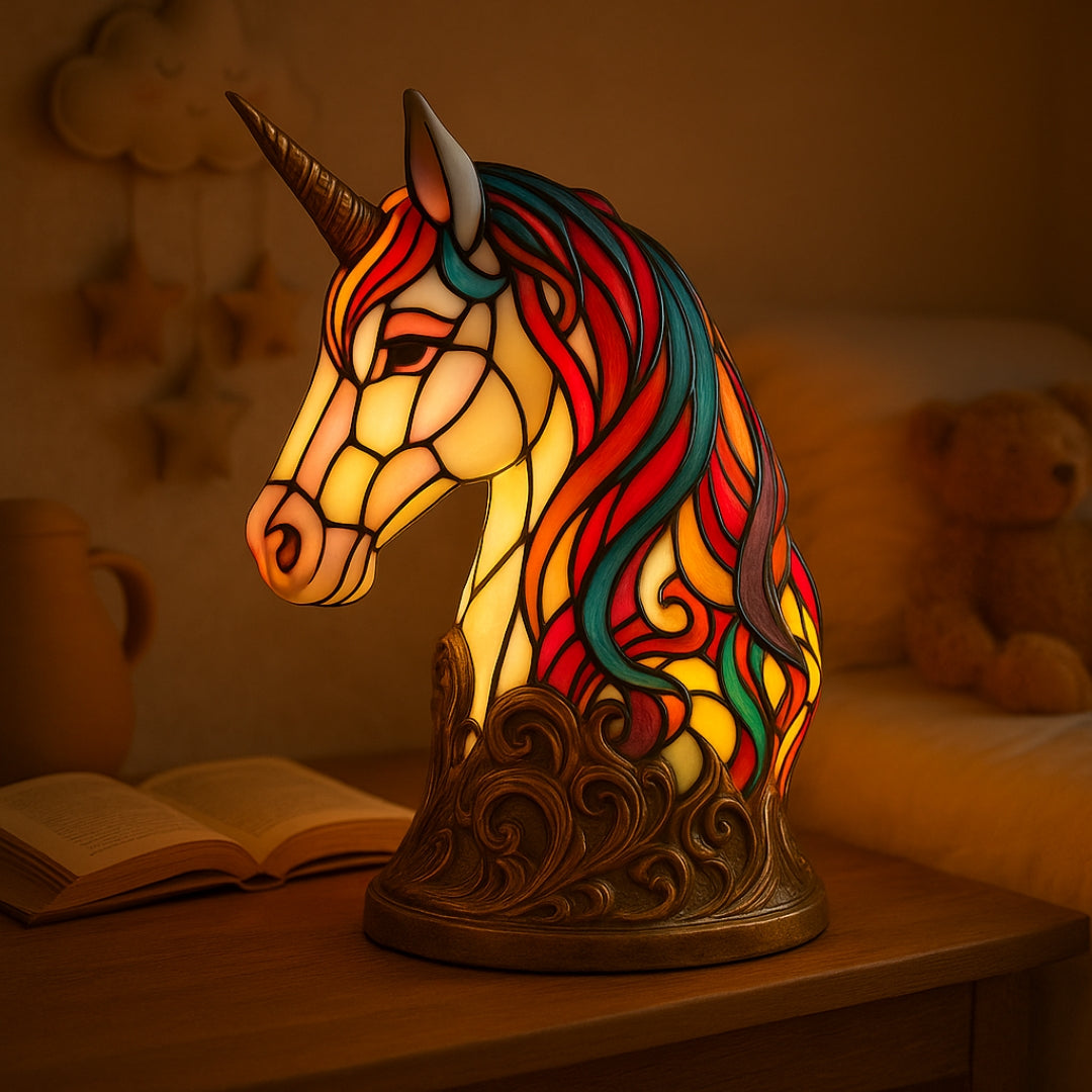 Stained Glass Unicorn Lamp
