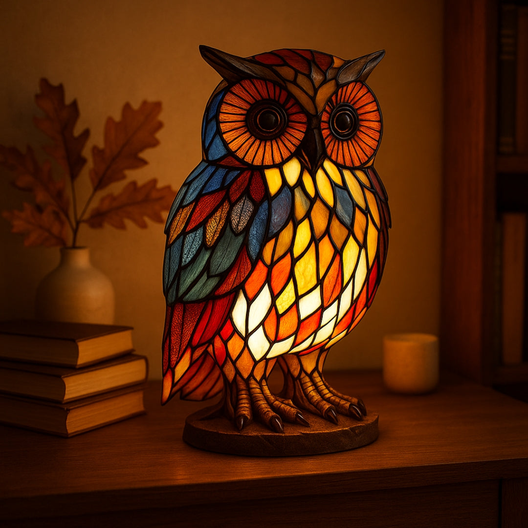 Stained Glass Owl Lamp