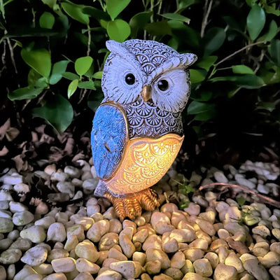 Solar Resin Owl Lamp
