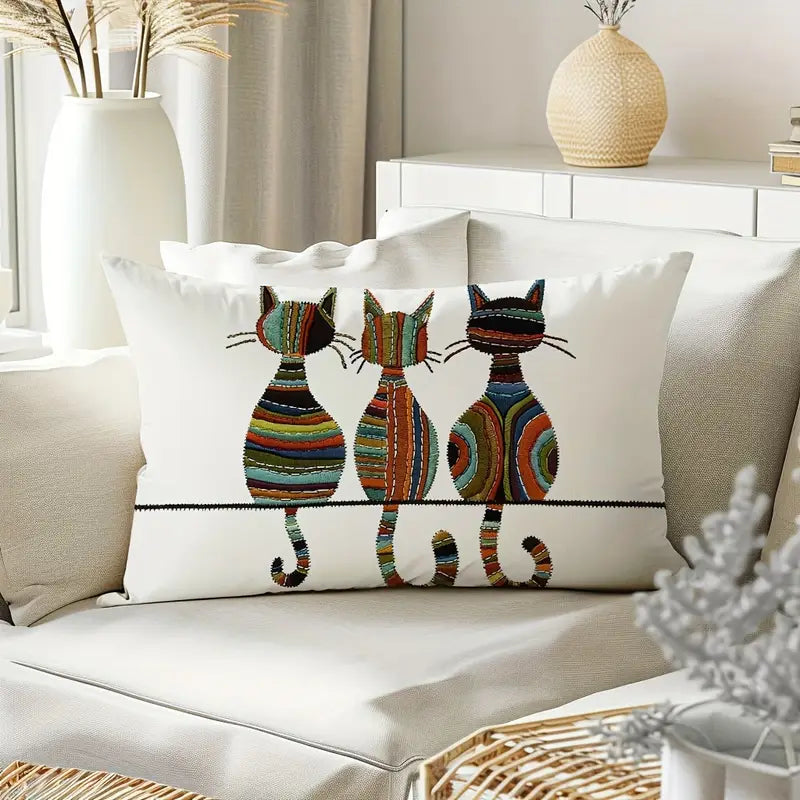 Trio of Striped Cats Pillow Cover