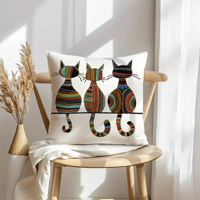 Trio of Striped Cats Pillow Cover
