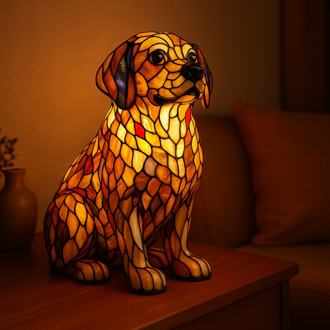 Golden Retriever Tiffany-Style Stained Glass Lamp