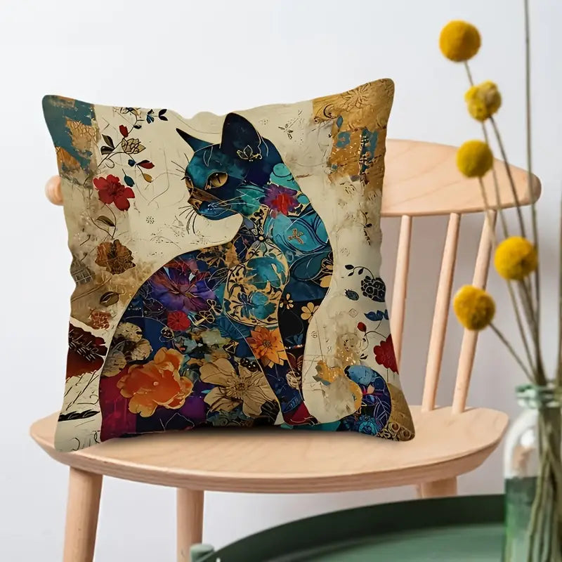 Artistic Mosaic Cat Pillow Cover