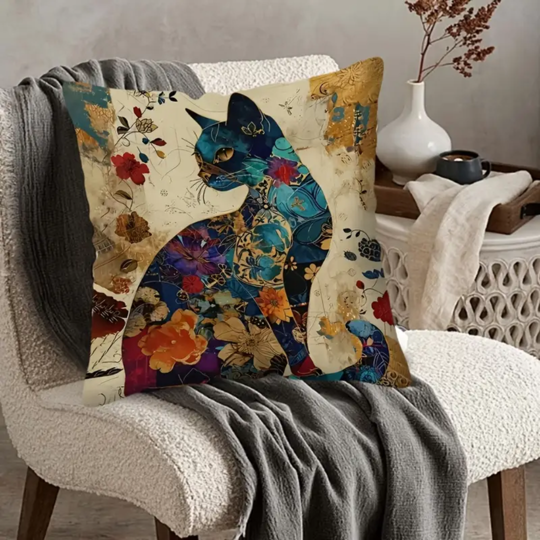 Artistic Mosaic Cat Pillow Cover