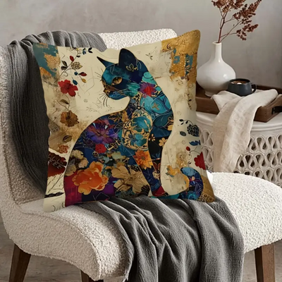Artistic Mosaic Cat Pillow Cover