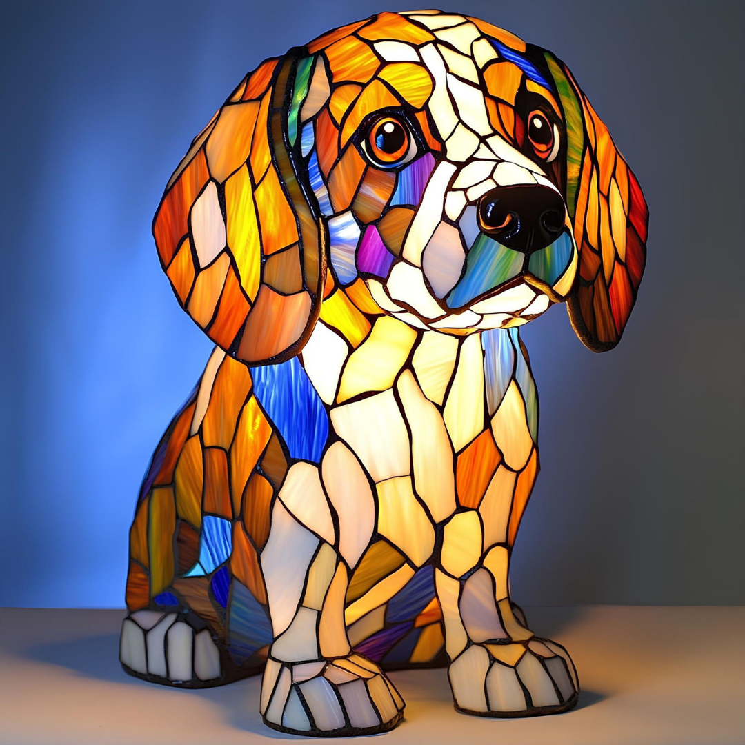 Beagle Tiffany-Style Stained Glass Lamp