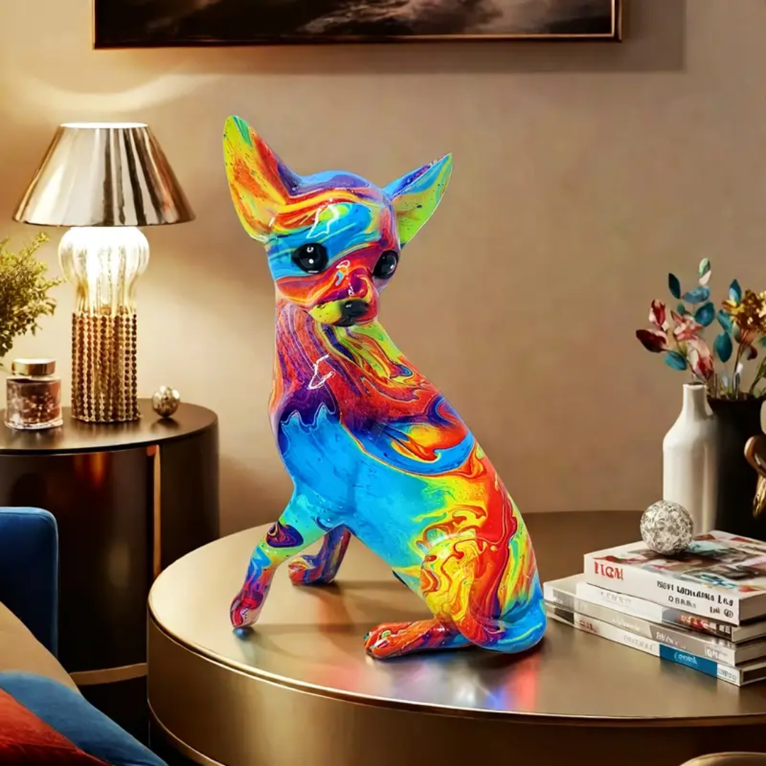 Colorful Resin Chihuahua Lamp