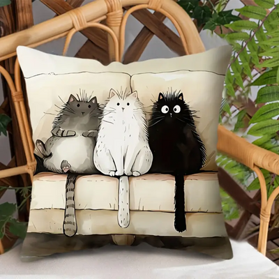 Comfy Trio Cats Pillow Cover