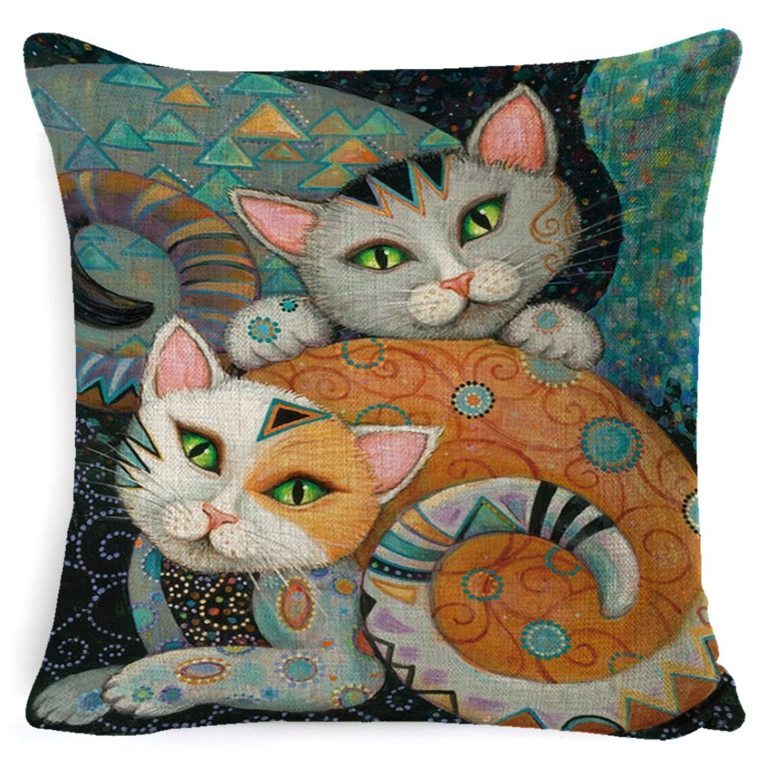 Mystic Tribal Cats Pillow Cover