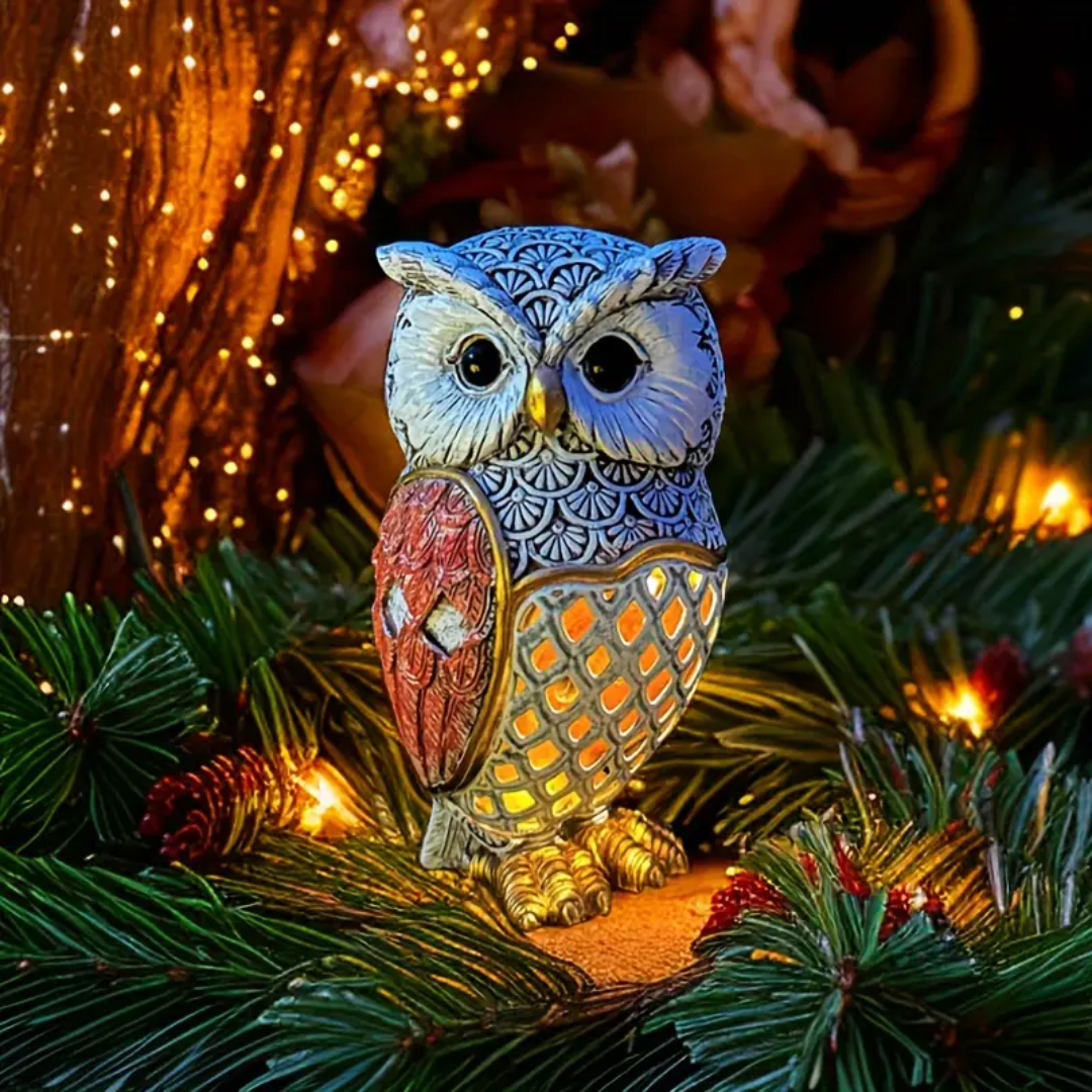 Solar Resin Owl Lamp