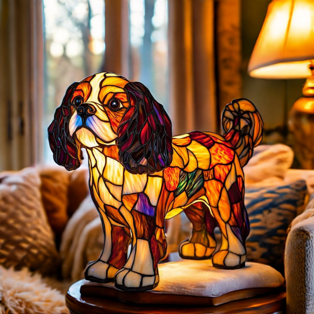 Stained Glass Cavalier King Charles Spaniel Lamp