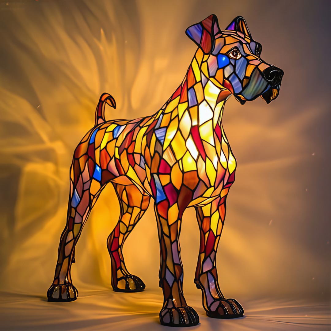 Stained Glass Puppy Great Dane Lamp