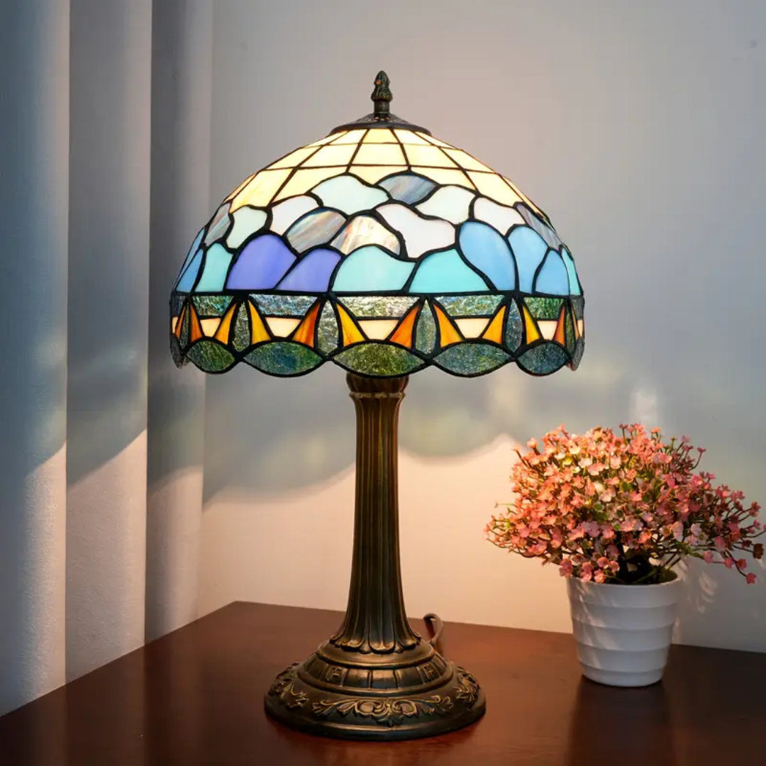 Stained Glass Rose Lamp