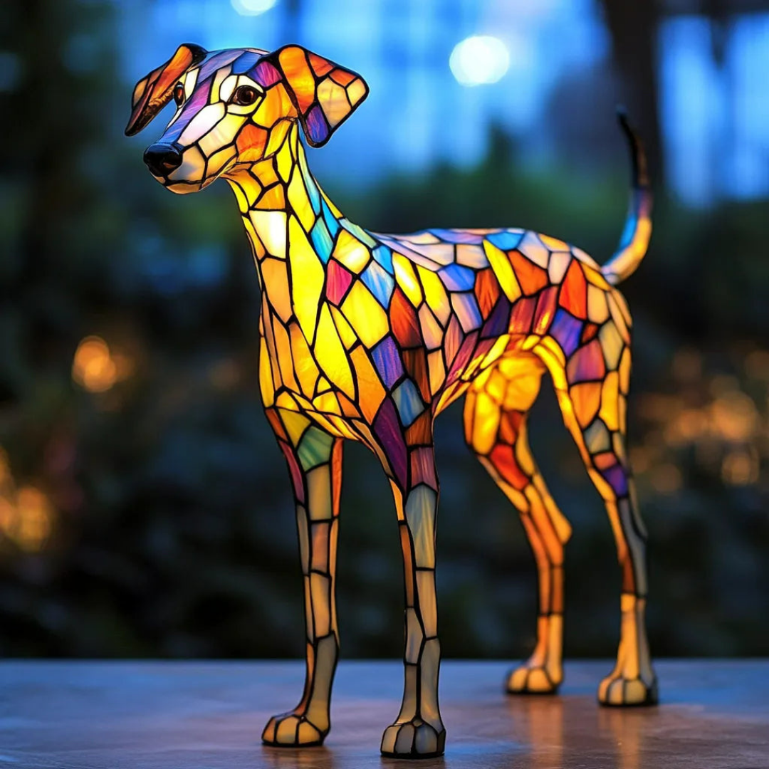 Stained Glass Whippet Lamp