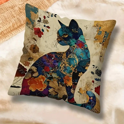Artistic Mosaic Cat Pillow Cover