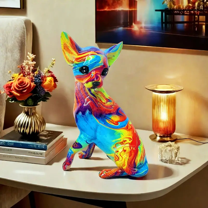 Colorful Resin Chihuahua Lamp