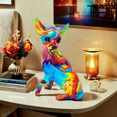 Colorful Resin Chihuahua Lamp